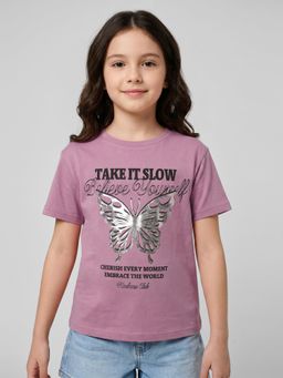 R&B - Girls Mauve Cotton T-Shirt