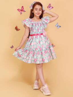 Cutecumber - Girls Green Cotton Dress