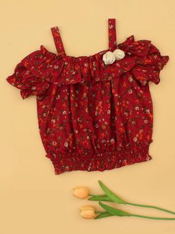 Cutecumber - Girls Maroon Cotton Top