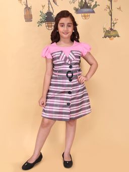 Cutecumber - Girls Pink Polyester Dress with Belt