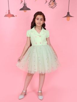 Cutecumber - Girls Green Polyester Dress