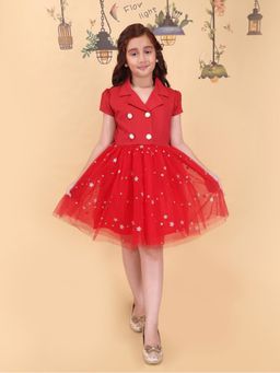Cutecumber - Girls Red Polyester Dress