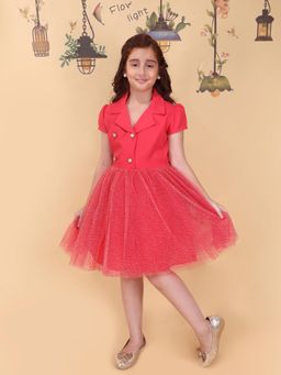 Cutecumber - Girls Red Polyester Dress