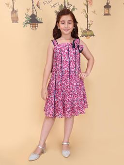 Cutecumber - Girls Pink Georgette Dress