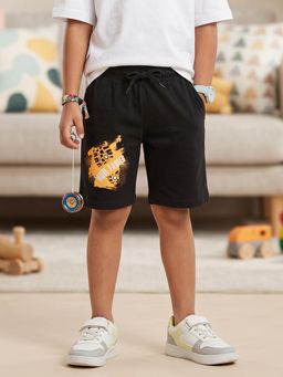 KiddoPanti - Boys Black Cotton Shorts