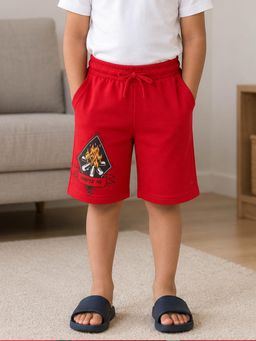 KiddoPanti - Boys Red Cotton Shorts