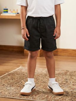 KiddoPanti - Boys Black Cotton Shorts