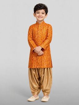 Vastramay - Boys Mustard Rayon Kurta with Patiala