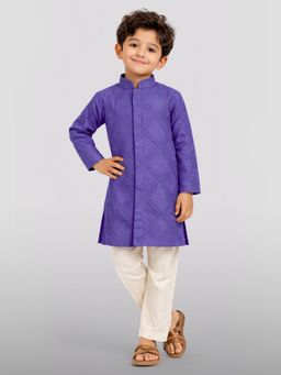 Vastramay - Boys Purple Cotton Kurta with Pyjama
