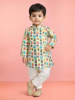 Vastramay - Boys Mustard Cotton Kurta with Pyjama