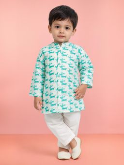 Vastramay - Boys Aqua Cotton Kurta with Pyjama