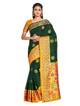 Mimosa - Green Dharmavaram Style Art Silk Saree With Unstitched Blouse