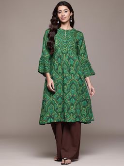 Aarke Ritu Kumar - Women Green Izmir A-Line Printed Kurta