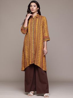 Aarke Ritu Kumar - Women Mustard Nomadic Printed A-Line Kurta