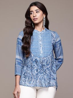 Aarke Ritu Kumar - Women Blue Paisley Printed Tunic with Inner