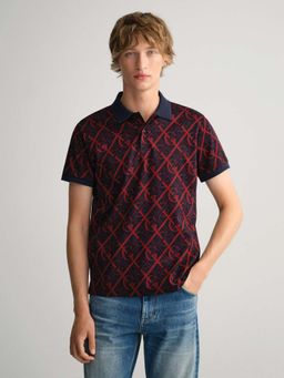 GANT - Men Blue Printed Regular Fit Polo T-Shirt