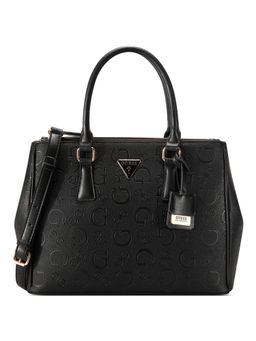 Guess - Black Printed Grimball Satchel Bag with Detachable Strap