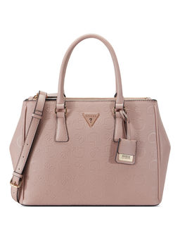Guess - Peach Printed Grimball Satchel Bag with Detachable Strap