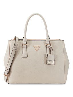 Guess - Ivory Printed Grimball Satchel Bag with Detachable Strap