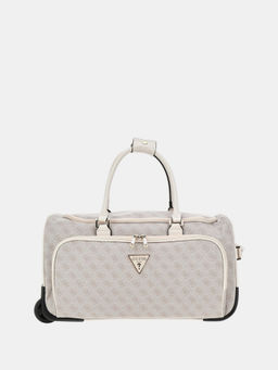 Guess - Beige Printed Duffel Bag with Detachable Strap