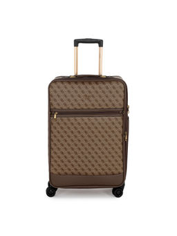 Guess - Women Beige Printed Polyurethane Keith Trolley Bag