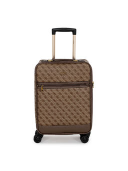 Guess - Women Beige Printed Polyurethane Keith Trolley Bag