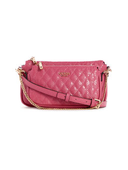 Guess - Women Pink Pu Quilted Sling Bag with Detachable Strap