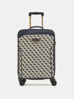 Guess - Navy Blue Self Design Trolley Bag