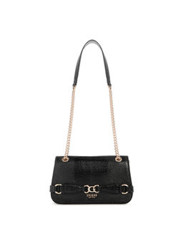 Guess - Women Black Pu Textured Sling Bag