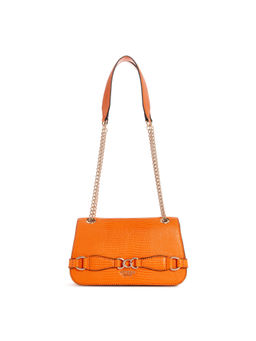 Guess - Women Orange Pu Textured Sling Bag