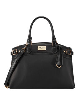 Guess - Women Black Solid Hayworth Satchel Bag with Detachable Strap