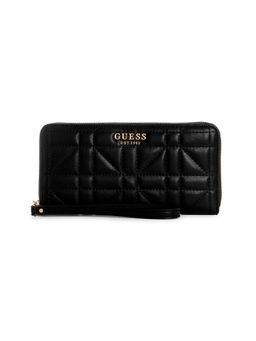 Guess - Women Black PU Quilted Zip Around Wallet