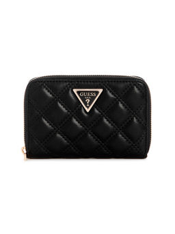 Guess - Women Black PU Quilted Zip Around Wallet