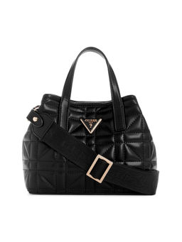 Guess - Women Black PU Quilted Tote Bag with Detachable Strap