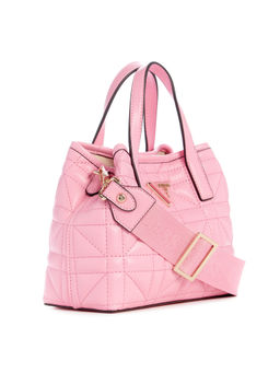 Guess - Women Pink PU Quilted Tote Bag with Detachable Strap