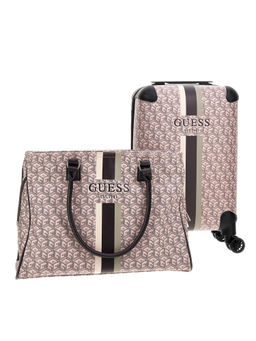 Guess - Women Pink Printed Trolley Bag with Tote Bag (Set of 2)