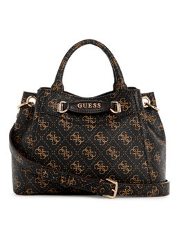 Guess - Women Black Printed Mini Satchel Bag with Detachable Strap
