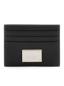 Guess - Men Black Leather Solid Milano Card Holder
