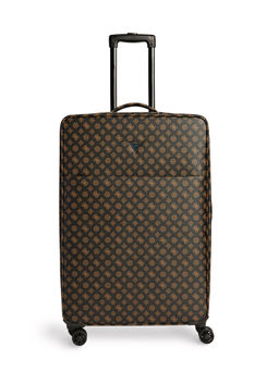 Guess - Men Black/Beige PU Printed Travel Roller Trolly Bag