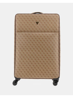 Guess - Men Beige PU Printed Travel Roller Trolly Bag