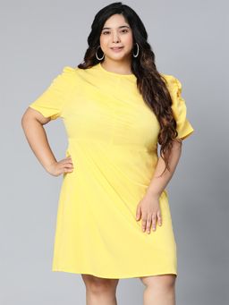 Oxolloxo - Sunset Yellow Color Plus Size Women Dress