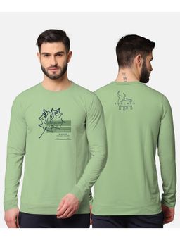 BULLMER - Trendy Front & Back Printed Full Sleeve T-shirt For Men Green