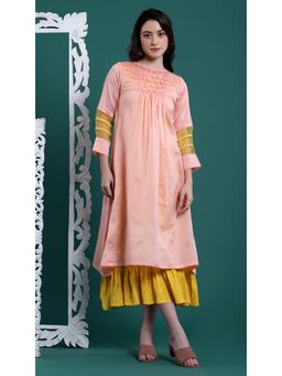 HANDME - Bright Peach and Yellow Ethnic Dress (Set of 2)