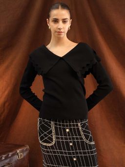 Kazo - Black Solid Lassy Top