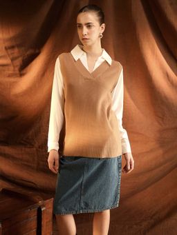 Kazo - Brown Textured Brennan Top