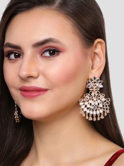Karatcart - Rose Gold Plated Mirror Studded Dangler Earrings for Women