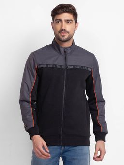 Spykar - Black Cotton Full Sleeve High Neck Sweatshirt for Men