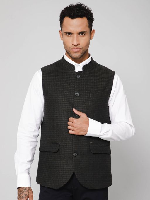 Cantabil Men Green Waist Coat