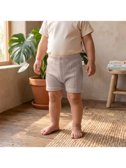 R for Rabbit - Pointelle Mushmellow Light Grey Solid Cycling Shorts