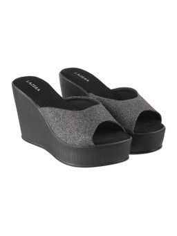 LAZERA SHOES - Black Glitzlift Wedge Heel Sandals